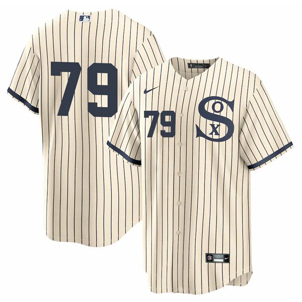 Men Chicago White Sox #79 No Name Cream stripe Dream version Game Nike 2021 MLB Jerseys